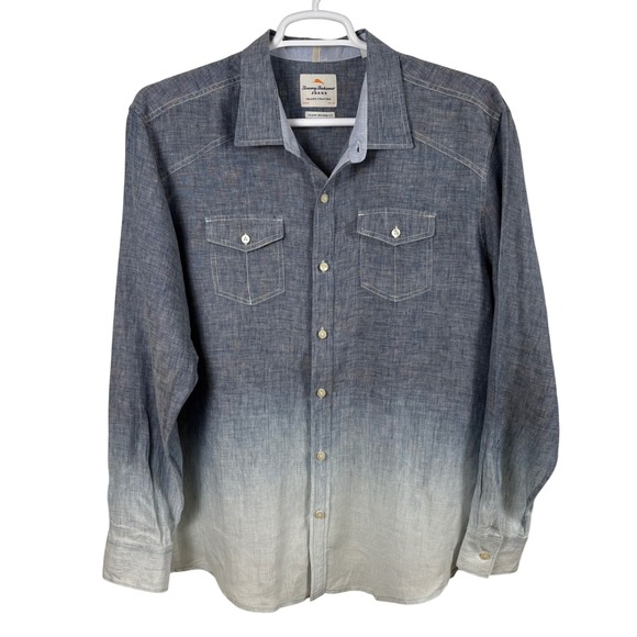 Tommy Bahama Other - Tommy Bahama Linen Shirt Men's XL Blue Ombre Button-Up Western Island Modern Fit